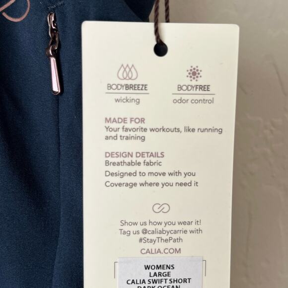 NWT Calia by Carrie Underwood swift athletic shorts navy blue large - Picture 8 of 8